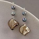 Sterling Silver & Murano Glass Silver Drop Earring