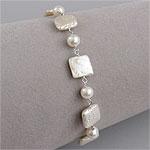 Sterling Silver Round & Coin Pearl Bracelet