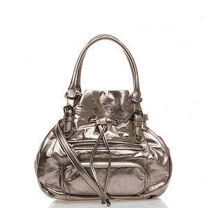 Steven By Steve Madden Pewter Leather Shoulder Bag