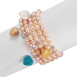 Stretch Pearl Charm Bracelet
