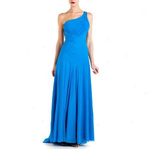 Prosecute Wong Turquoise One Shoulder Drop Waisy Gown