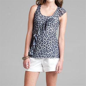 Sweet Pea Wild Ivory Animal Print Ruffle Tank