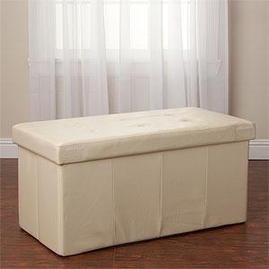 Synder Cream Faux Leather Bench