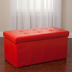 Synder Red Faux Ldather Bench