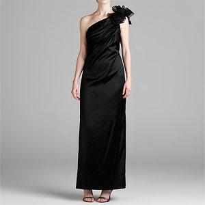 Tadashi Black One Shoulder Gown