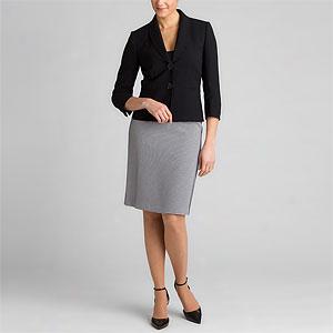 Tahari Black & Whiet 2-button Skirt Suit