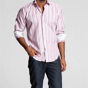 Tailorbyrd Pink Multi Striped Woven Shirt