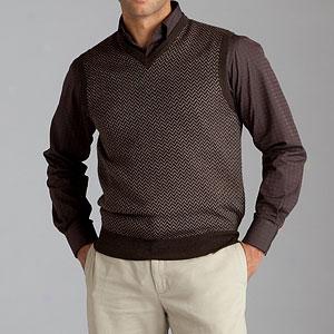 Toscano Herringbone Merino Wool Sweater Vest