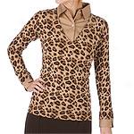 Tracy M. Cheetah Print Sweater & Attached Shirt