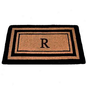 Triple Black Border Mongrammed R Doormat