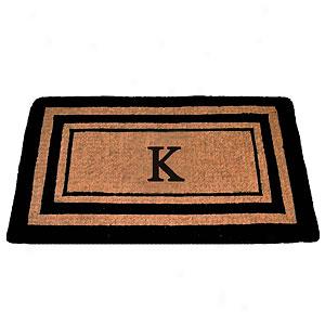 Triple Black Border Mongrammed K Doormat