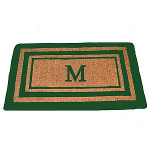 Triple Green Border Monogrammed M Doormat