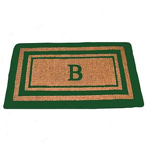 Triple Green Borrder Monoyrammed B Doormat