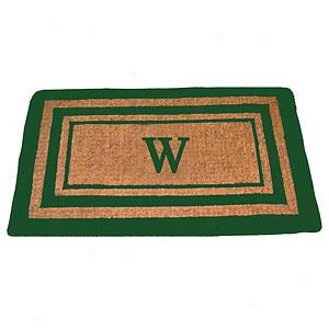 Triple Green Border Monogrammed W Doormat