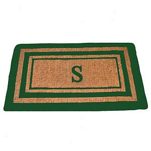 Triple Green Border Monogrammed S Doormat