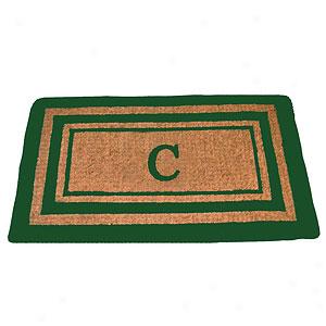 Triple Green Border Monogrammed C Doormat