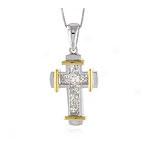 Two-tone 14k 0.50 Cttw. Diamond Cross Pendant