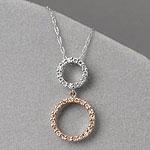 Two-tone 14k Diamond Double Circle Pendant