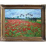 Van Gogh Field With Poppies Framed Oil Painting