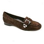 Vaneli Jan Suede Flat With Rhinestone Buckle