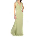 Vera Wang Green Poly-georgette Long Gown