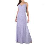 Vera Wang Long Mesh Gown With Ruched Bodice