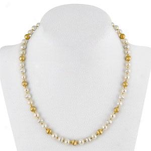 Vermeil Beaded Pearl Necklace