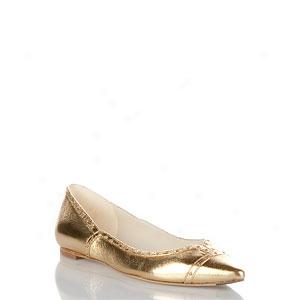 Via Spiga Heath Gold Leather Flat