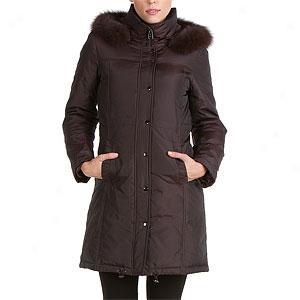 Via Spiga Java Fur Trim Coat