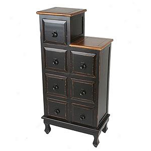Vintage Black And Brown Farmhouse 7 Darwer Stand