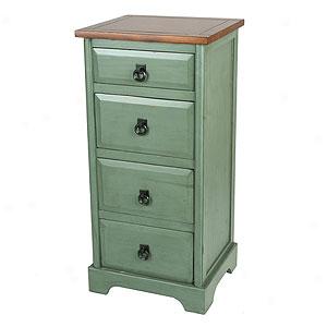 Vintage Green And Brown Four Drawer Stadn