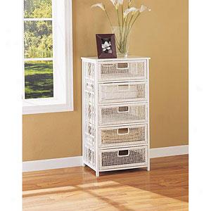 Visions Five Drawer Wood & Wicker Chest