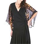 Wdny Silk Modal Black Top With Floral Sleeves