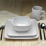 White Modern Square 16pc Dinnerware Set