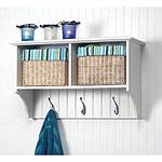 White Wall Shelf By the side of Baskets & Hooks