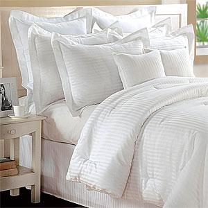 White Woven Stripd Cotton Comforter Set