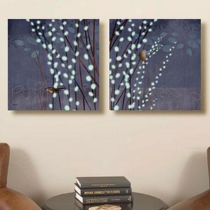 Willow Wren Set Of 2 24ib X24in Canvas Print