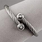 Women's Stainless Steel Cz Accent Bypass Bracelet