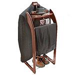 Wooden Clothes Valet Platform - Dark Mahogany Finish