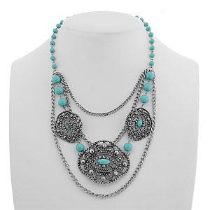 Worn Silver-tone Turquoise Necklace