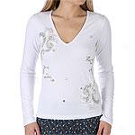 Yes London Beaded Spread Jersey V-neck Top