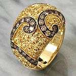 Zydo Designer 18k Diamond & Yellow Sapphire Ring