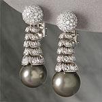 Zydo Designer 18k Diamond & Pearl Drop Earrings