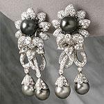 Zydo Designer 18k Diamond & Pearl Flower Earrings