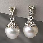 Zydo Designer 18k Pearl & Diamond Earrings