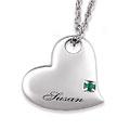 Birthstone Heart Pendant With Name