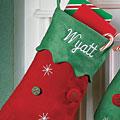 Button And Stars Stocking - Green Cuff