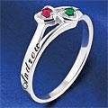 Couples Birthstone Ring - Sterling Silvery