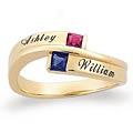 Gold Over Ss Couple's Birthstone Ring