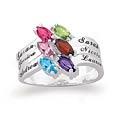 Mothers Ring With Birthsstones & Names - Sterling Silver